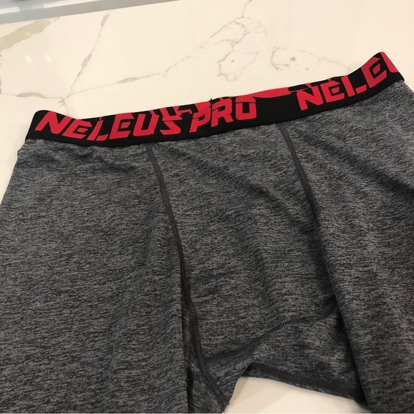 Neleus Pro Gray Compression Pants Shorts Athletic Sports Running Size L - Picture 2 of 6